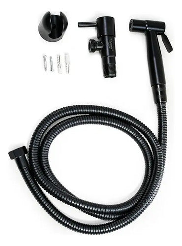 Ducha Higienica Negra Metalica Grifo Baño Con Boton