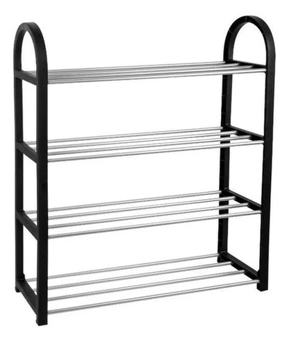 Organizador Estanteria Zapatero 4 Nivel 55x50x18cm Aluminio Negro
