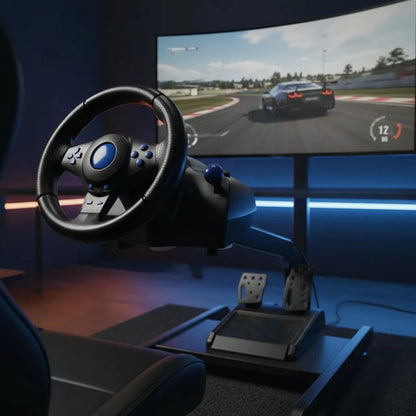 Volante Carreras Pedales Palanca Compatible Con Consolas Usb Negro