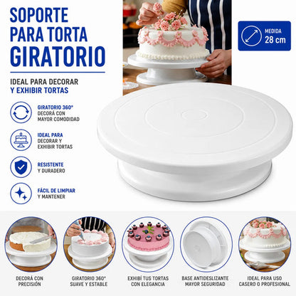Soporte Base Giratorio Tortas Repostería 28cm Decorar Blanco