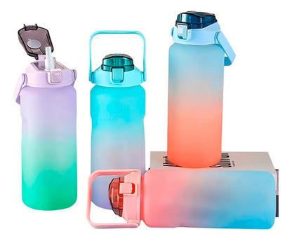 Botella 2l Hidratacion Motivacional Deportiva Tapa Fija