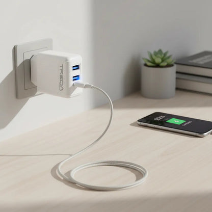 Cargador Doble Usb 3.1a Pared Celular Tablet Carga Rapida Blanco