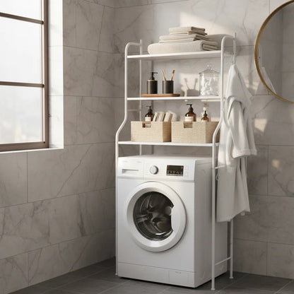 Estante Organizador Baño Lavarropas Inodoro 3 Pisos Metal Blanco