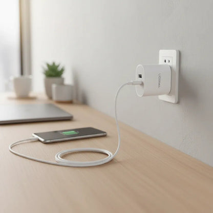 Cargador Usb Carga Rapida Tipo C Cable C A C Celular Tablet Blanco