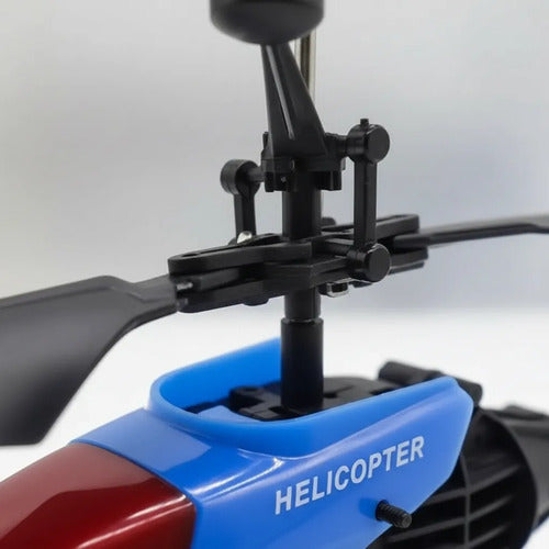 Helicóptero Infantil Control Remoto Luces Led Recargable Azul