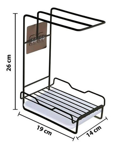 Organizador Soporte Para Esponjas Y Detergente Con Bandeja Negro