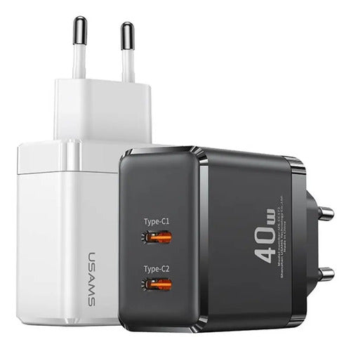 Cargador Pared 40w Tipo C Usb C Carga Rapida Negro Negro