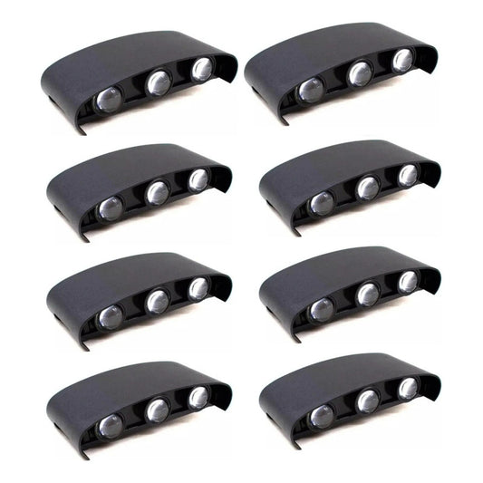 Set X8 Aplique Pared Bidireccional Lampara Exterior 3 Luces