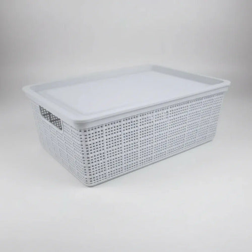 Caja Plastica Multiuso Organizadora Con Tapa 40x30x15cm Gris