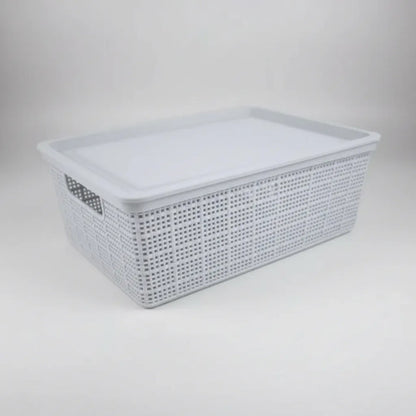 Caja Plastica Multiuso Organizadora Con Tapa 40x30x15cm Gris