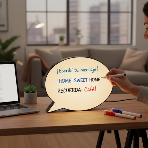 Lámpara Decorativa Escribir Diálogo Led Pizarra Con Marcador Negro Blanco