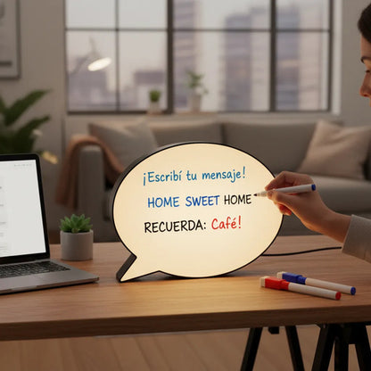 Lámpara Decorativa Escribir Diálogo Led Pizarra Con Marcador Negro Blanco