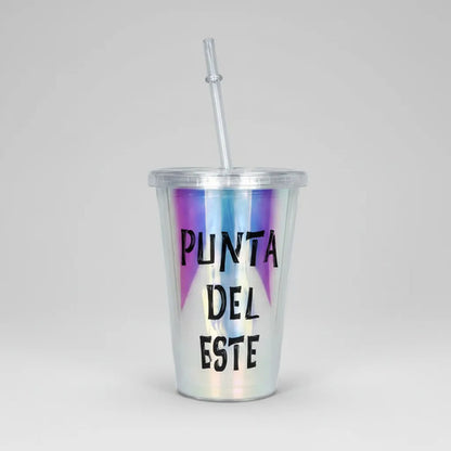 Vaso Acrílico Reutilizable Tapa Sorbito 16cm Punta Del Este Aleatorio