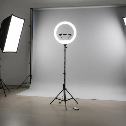 Aro De Luz Led 47cm Con Tripode Control Remoto Y 3 Soportes Blanco Blanco Cálido