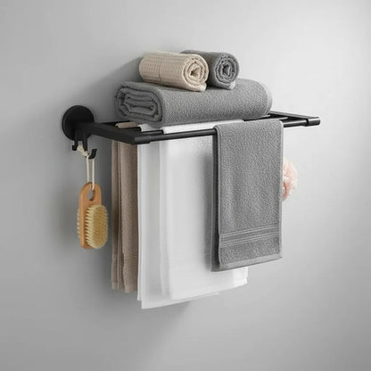 Organizador Toallero Estante Baño Cocina Pared Metalico 49cm Negro