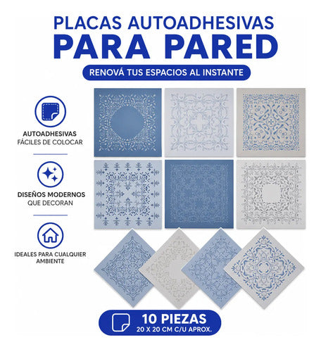 Placas Azulejos Adhesivos Decorativos Vinilos Pared Pack X10 Aleatorio