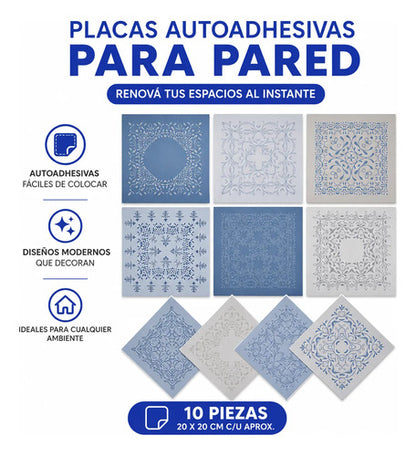 Placas Azulejos Adhesivos Decorativos Vinilos Pared Pack X10 Aleatorio