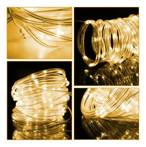 Guia Solar Guirnalda Luces Led Calidas Lamparas Decorar 10mt Cálida