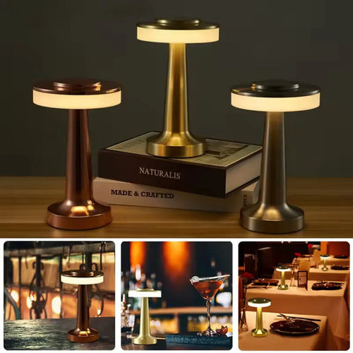 Lampara Velador Luz Led Touch Recargable Escritorio Mesa Rosa Gold Dorado