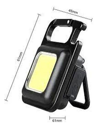 Mini Linterna Llavero Iman Led Cob Abridor Recargable Usb Blanco Negro