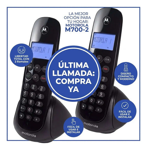 Telefono Inalambrico Digital Base Doble Identificador Numero Negro