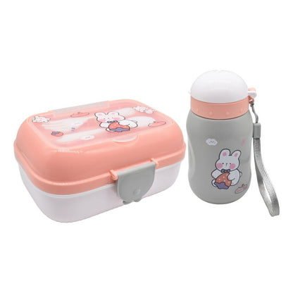 Lonchera Vianda Con Vaso Y Cubiertos De Plastico Para Niños