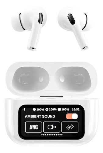 Audifonos Bluetooth A9pro Auriculares Inalámbricos Con Pantalla Táctil Compatible Con iPhone Android Blanco