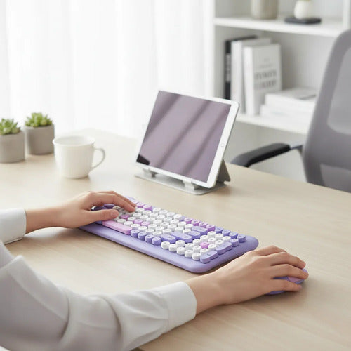 Combo Pack Kit Teclado Mouse Inalambrico Usb Notebook Mac Pc Lavanda