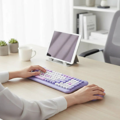 Combo Pack Kit Teclado Mouse Inalambrico Usb Notebook Mac Pc Lavanda