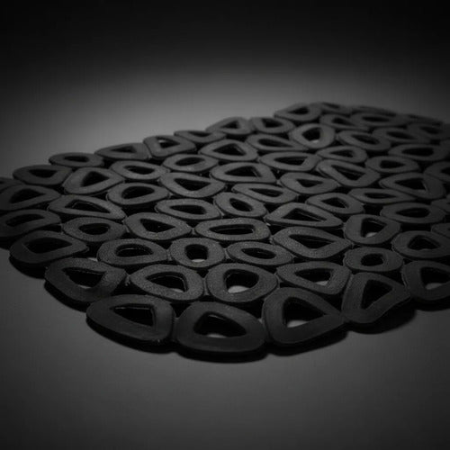 Alfombra Goma Antideslizante Baño Ventosas Diseño 34x64cm Negro
