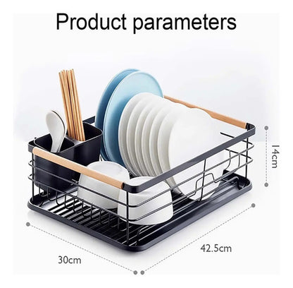 Escurridor Secaplatos Cubiertos Organizador Cocina Acero Negro