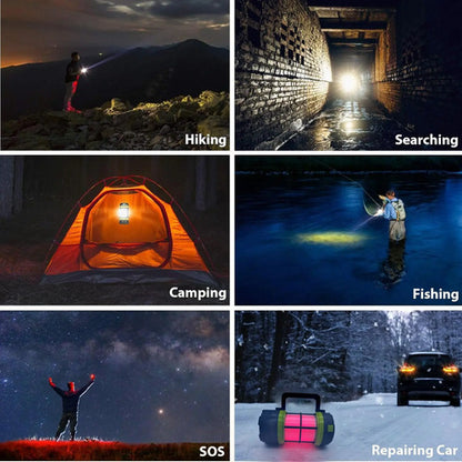 Farol Linterna Recargable Foco Solar Camping Con Cable Usb Negro