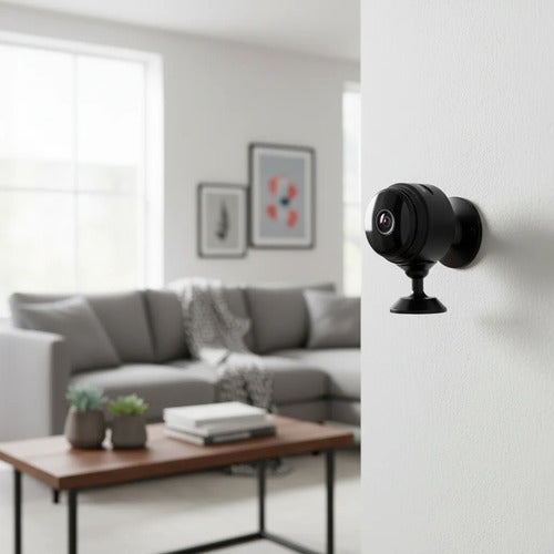 Mini Camara Wifi Inalambrica Hd Vision Nocturna Soporte App Negro