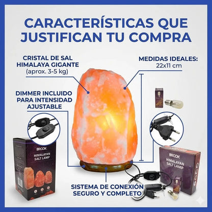 Lampara De Sal Natural Del Himalaya 3-5 Kg Dimmer Regulador Amarillo