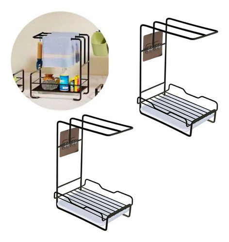 X2 Escurridor Organizador Para Esponja Paños Detergente Negro