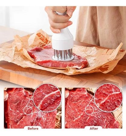 Tienizador De Carne Milanesa Manual Machacador 16 Puntas Blano Y Negro