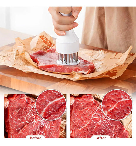 Tienizadora Carne Milanesa Manual Machacador 16 Puntas Blano Y Negro
