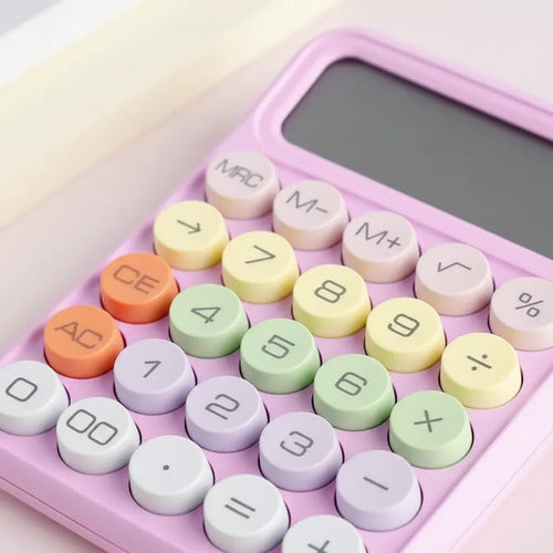 Calculadora 12 Digitos Oficina Hogar Escritorio Tecla Grande Celeste