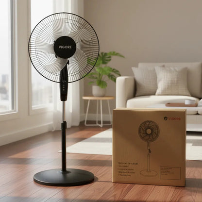 Ventilador De Pie Giratorio 16 Pulgadas 40w Altura Ajustable 40.6 Cm Negro