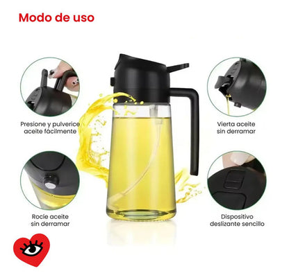 Rociador Aceite De Vidrio Aceitera X2 Doble Pico Veoquiero
