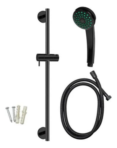 Set Ducha Manguera Soporte Barra Ajustable Manual Barra 140c Negro Mate