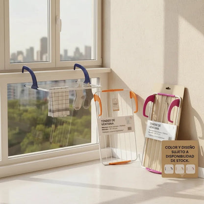 Tendedero Ventana Plegable Acero Plastico Plegable 56x34cm Aleatorio