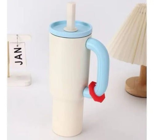 Vaso Termico Acero Inoxidable 1200ml Sorbito Tapa Ergonomico Blanco Con Celeste Bicolor / Mate