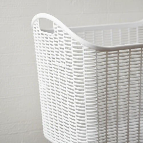 Canasto/cesto Asas Organizador Plástico Calado Multiuso 51cm Blanco