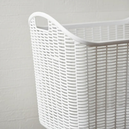 Canasto/cesto Asas Organizador Plástico Calado Multiuso 51cm Blanco