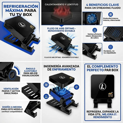 Bases Refrigeradoras Ventilador Tv Box Smart Android Frio 4k Negro