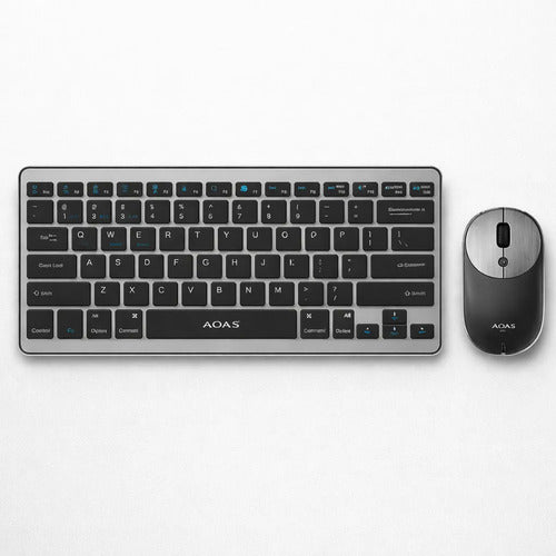 Combo Teclado Mouse Inalambrico Bluetooth Pc Windows Mac Os Plateado Negro