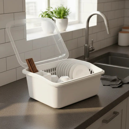 Escurridor Vajilla Tapa Platos Cubiertos Tapa Plastico 45cm Blanco