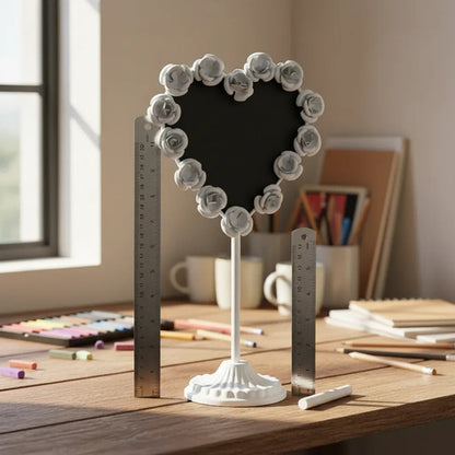 Adorno Pizarra Corazón Metal Decorativo 30cm Sobremesa Blanco