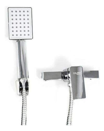 Monocomando Ducha Baño Tubular Mezcladora Manguera Telefono Plateado Brillante